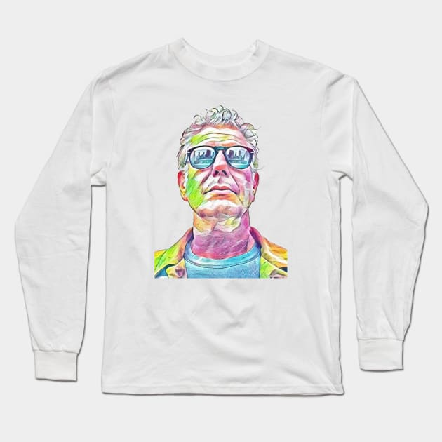 Anthony Bourdain Coloured Pencil Art Long Sleeve T-Shirt by joelsnug